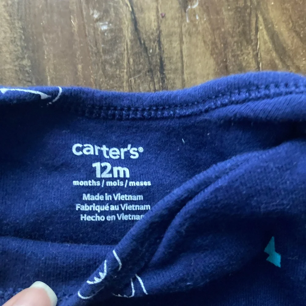 Carter's Gray, Orange, and Blue Bear and Stripes Bodysuits